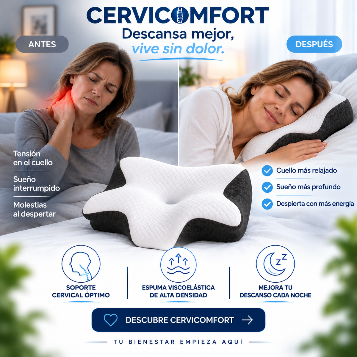 Cervicomfort. Almohada Cervical Ergonómica.